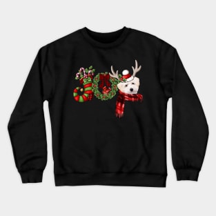 Christmas Joy Dwarf Stocking Reindeer White Maltipoo Crewneck Sweatshirt